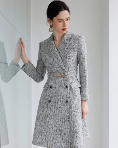 Aubrey Long Sleeve Midi Dress Gray