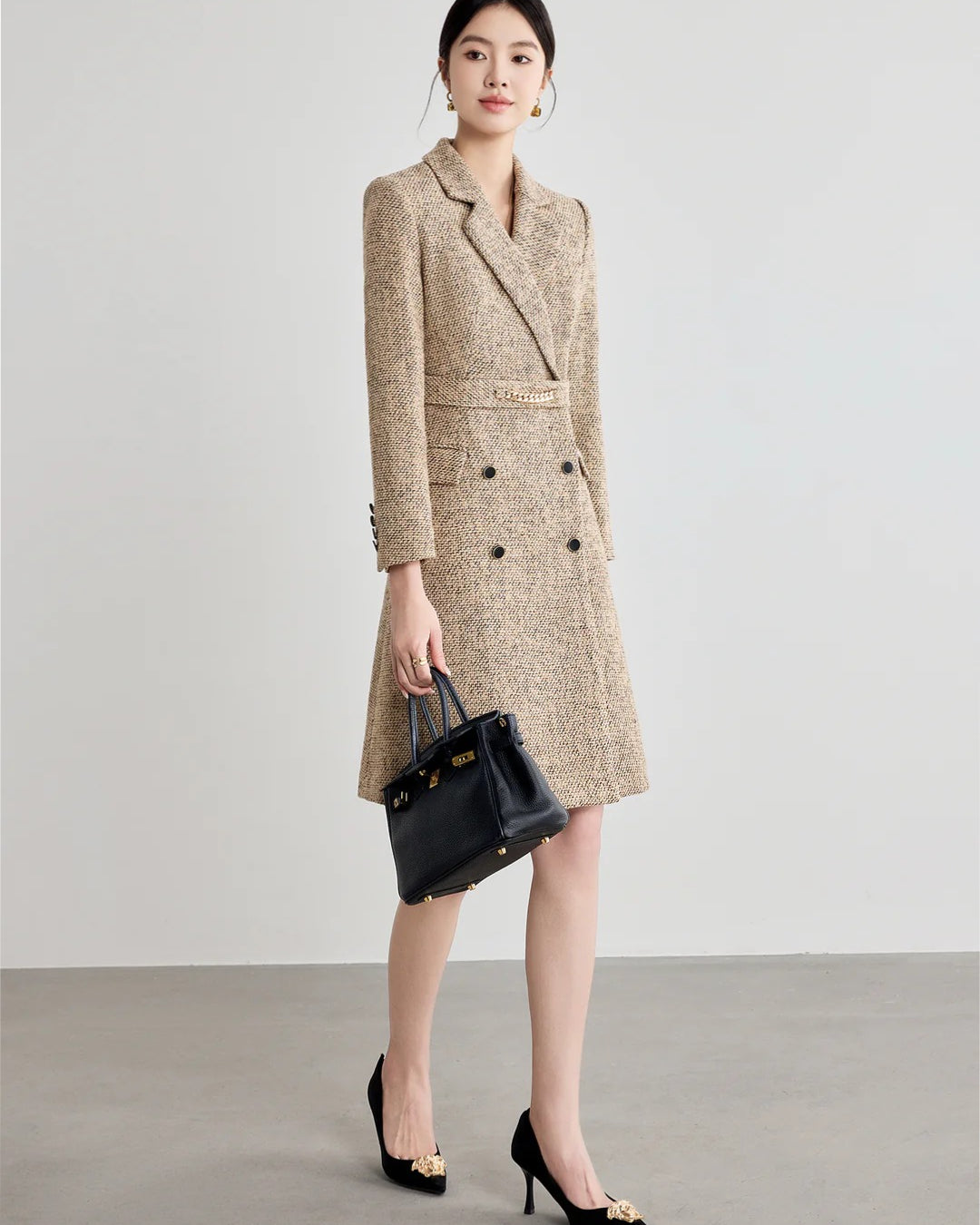 Aubrey Long Sleeve Midi Dress Khaki