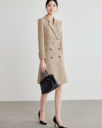 Aubrey Long Sleeve Midi Dress Khaki