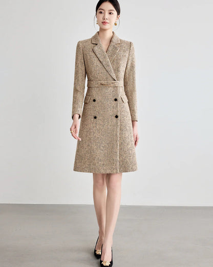 Aubrey Long Sleeve Midi Dress Khaki