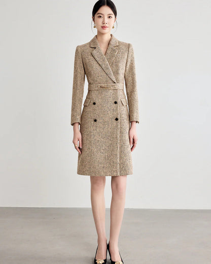 Aubrey Long Sleeve Midi Dress Khaki