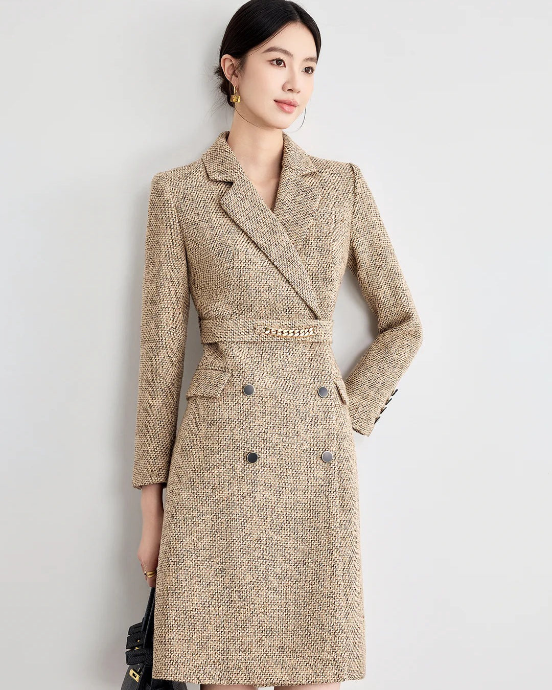 Aubrey Long Sleeve Midi Dress Khaki