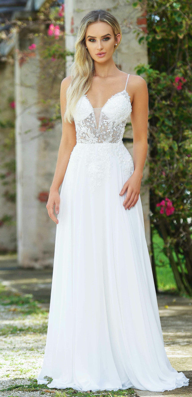 Avianna Gown Floral Lace A- Chiffon Dress