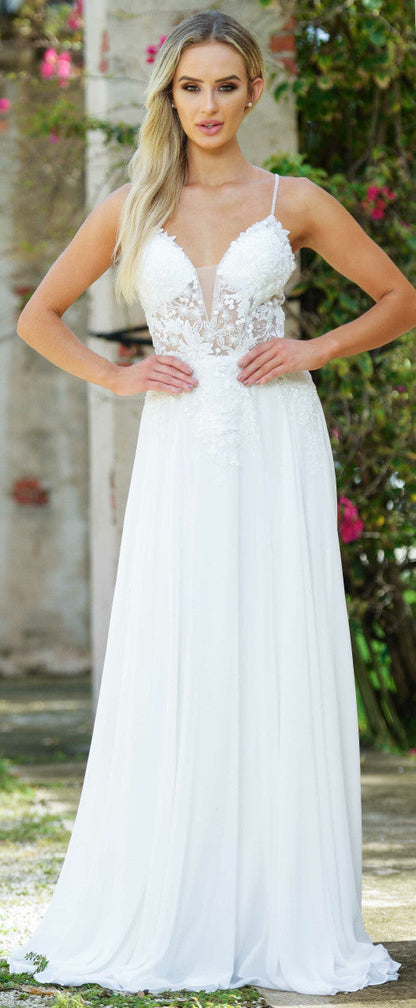 Avianna Gown Floral Lace A- Chiffon Dress