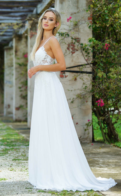 Avianna Gown Floral Lace A- Chiffon Dress