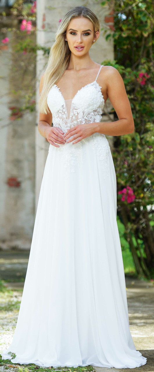 Avianna Gown Floral Lace A- Chiffon Dress