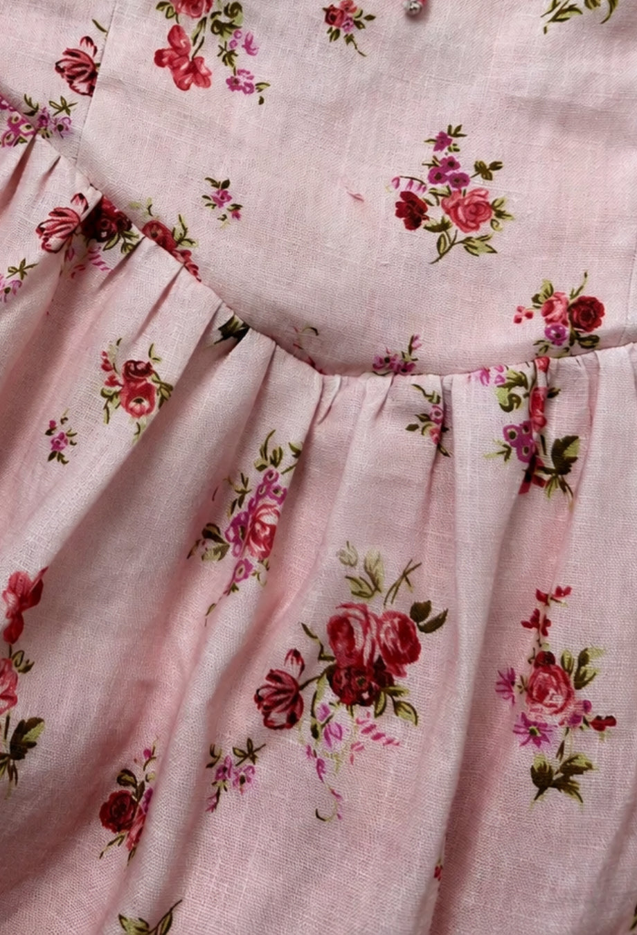 Balia Linen Floral Print Midi Dress Coral Pink
