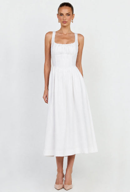Balia Linen Midi Dress White