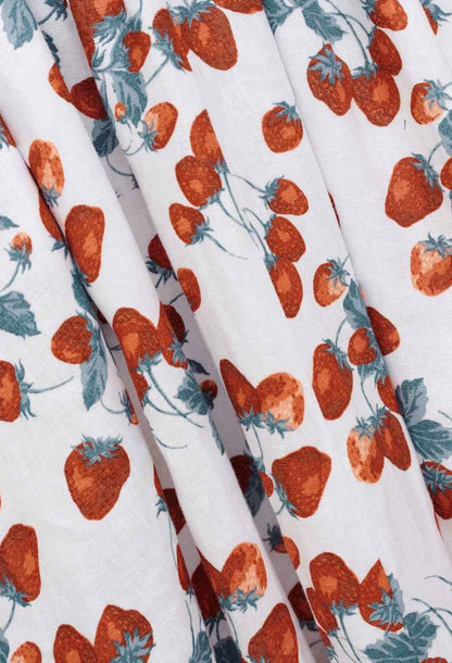 Balia Linen Strawberry Print Midi Dress