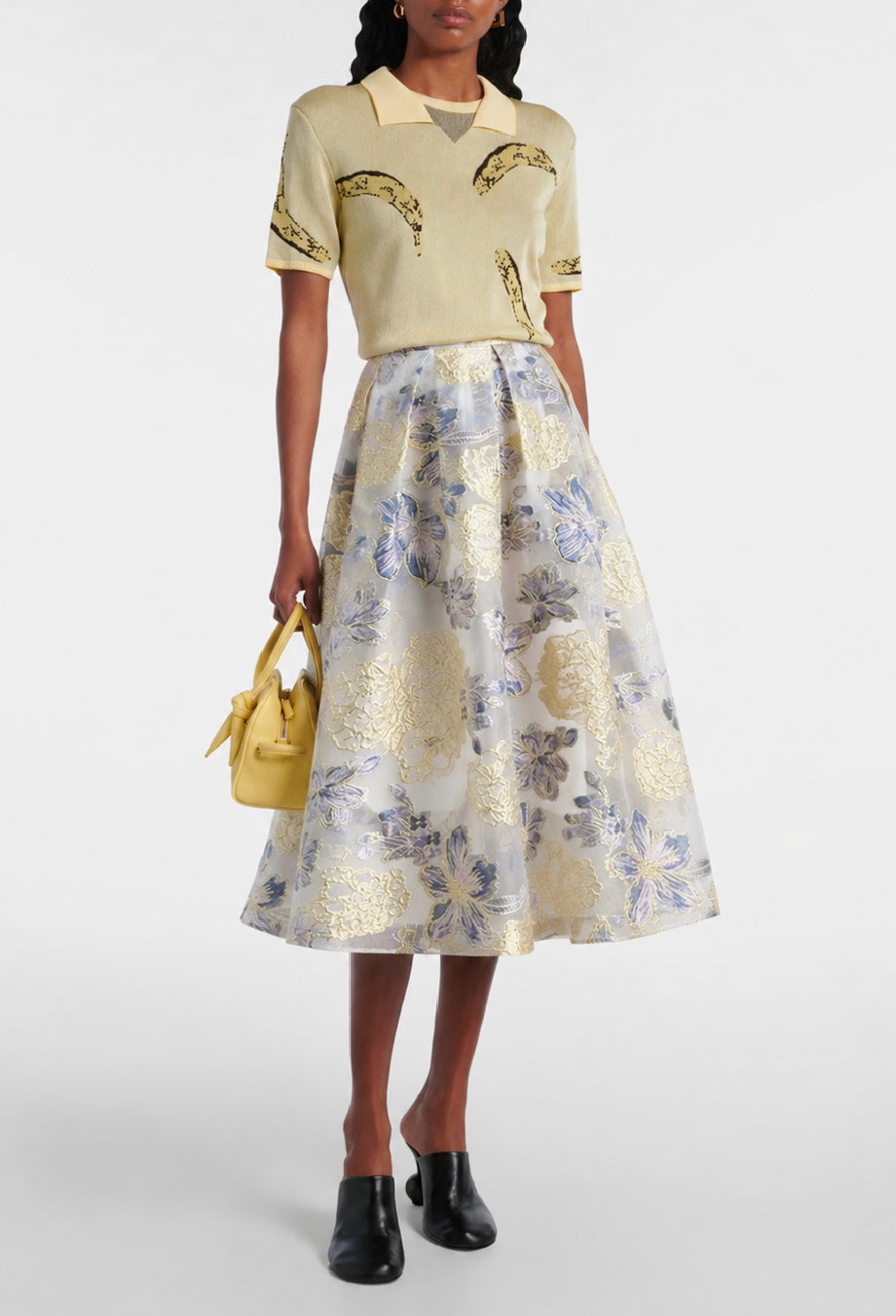 Ballerina Vintage High Waisted Floral Midi Skirt