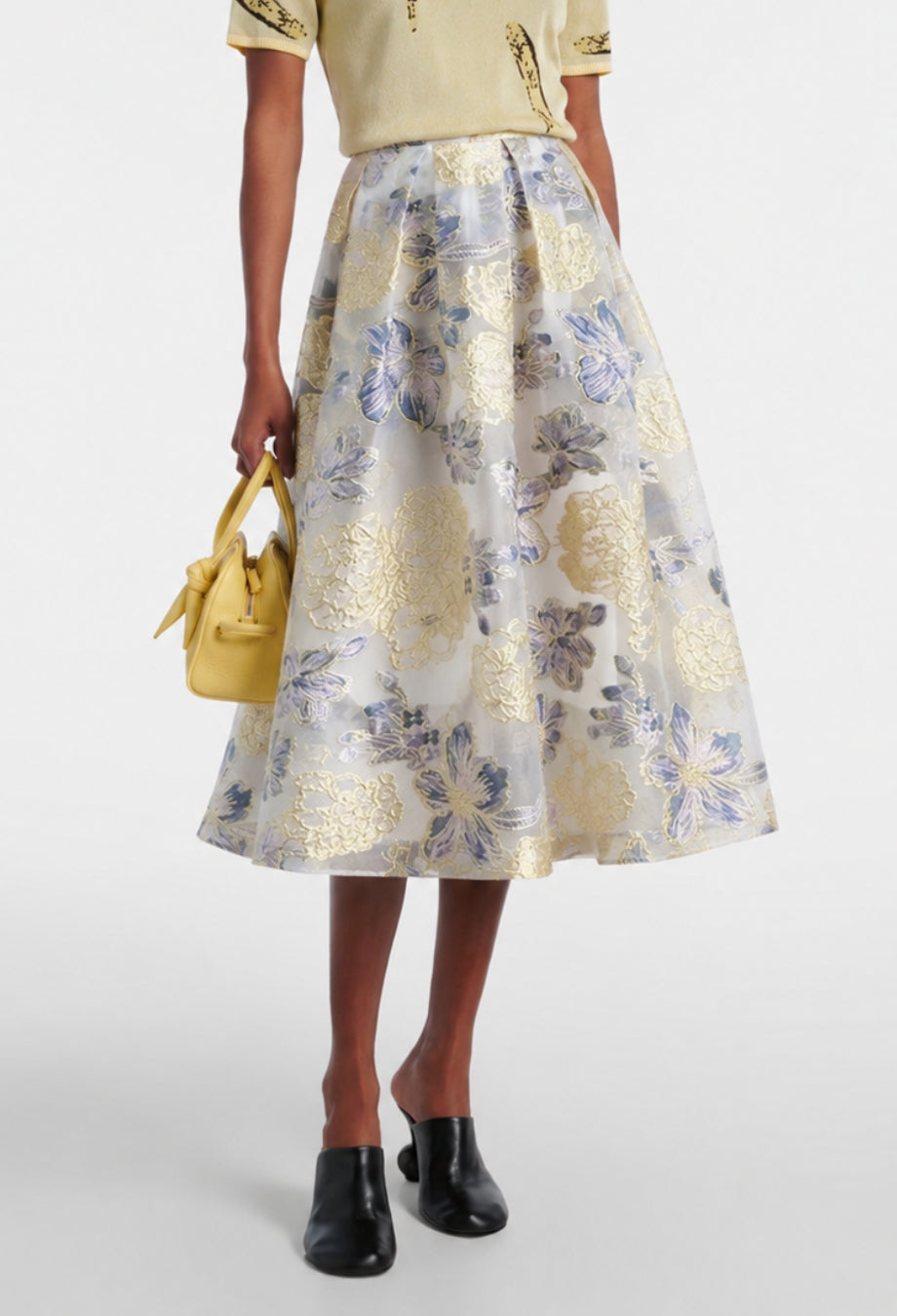 Ballerina Vintage High Waisted Floral Midi Skirt
