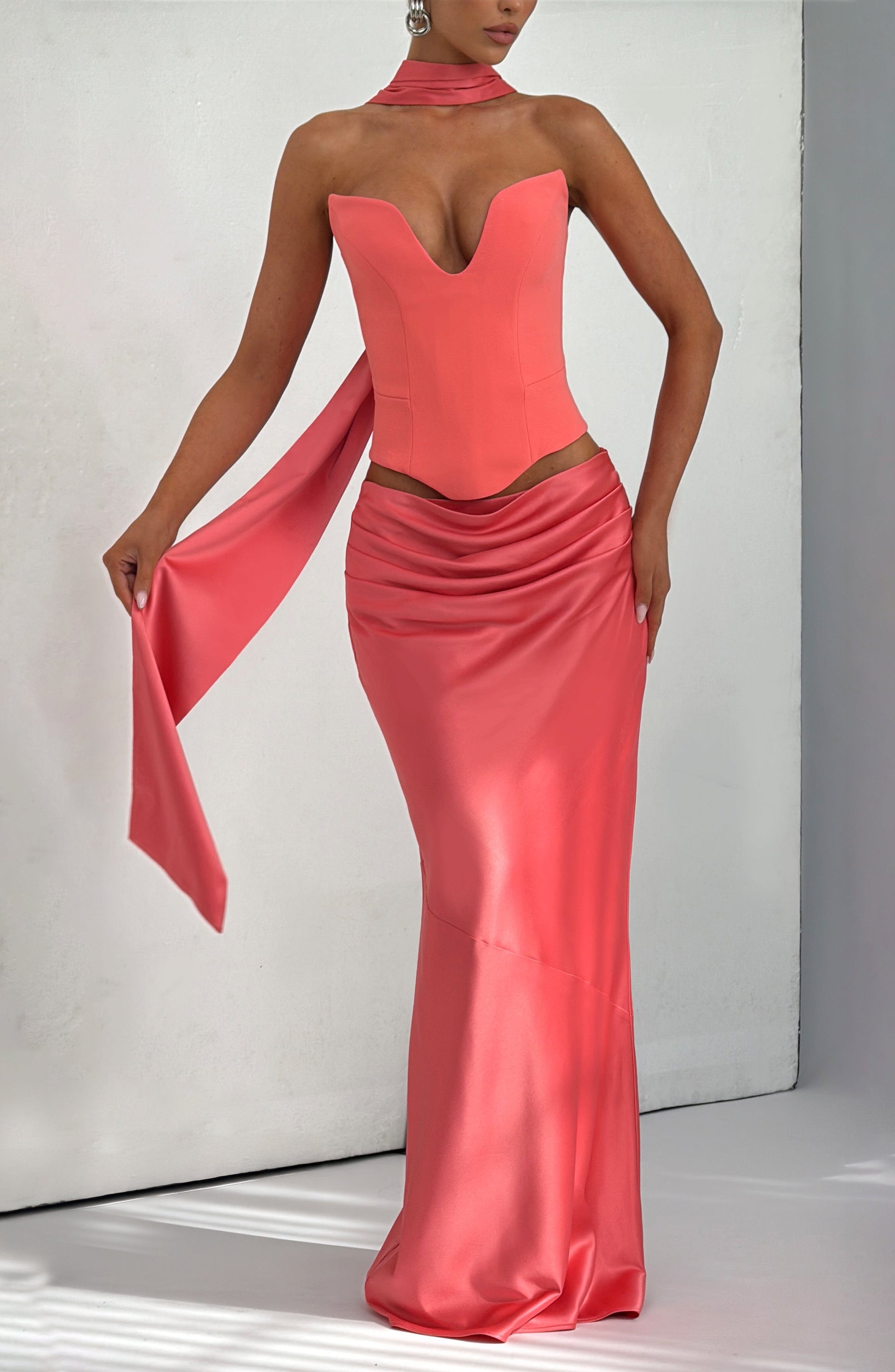 Bernadette Maxi Skirt Coral Pink