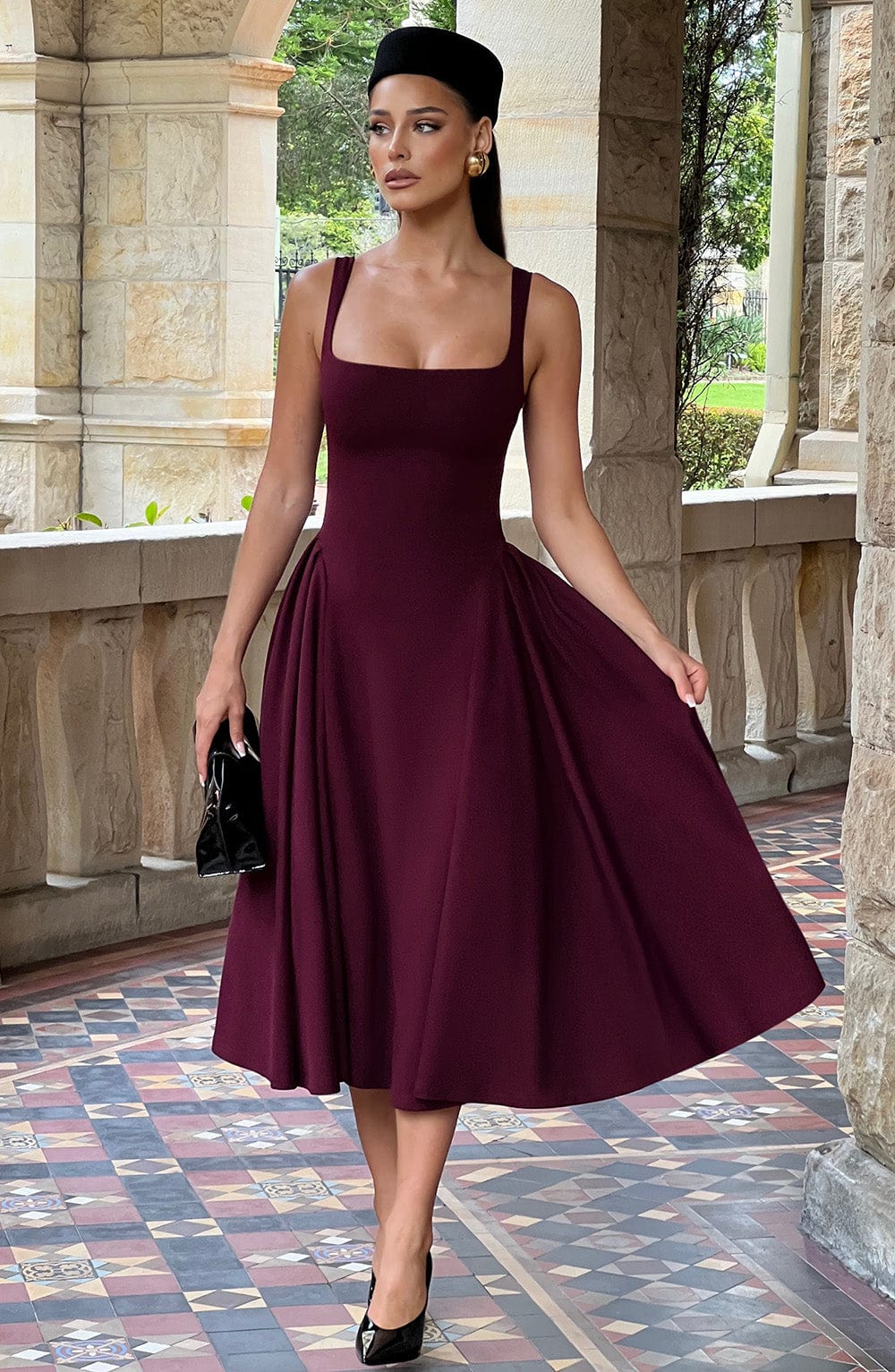 Betty Midi Dress Cherry Lacquer