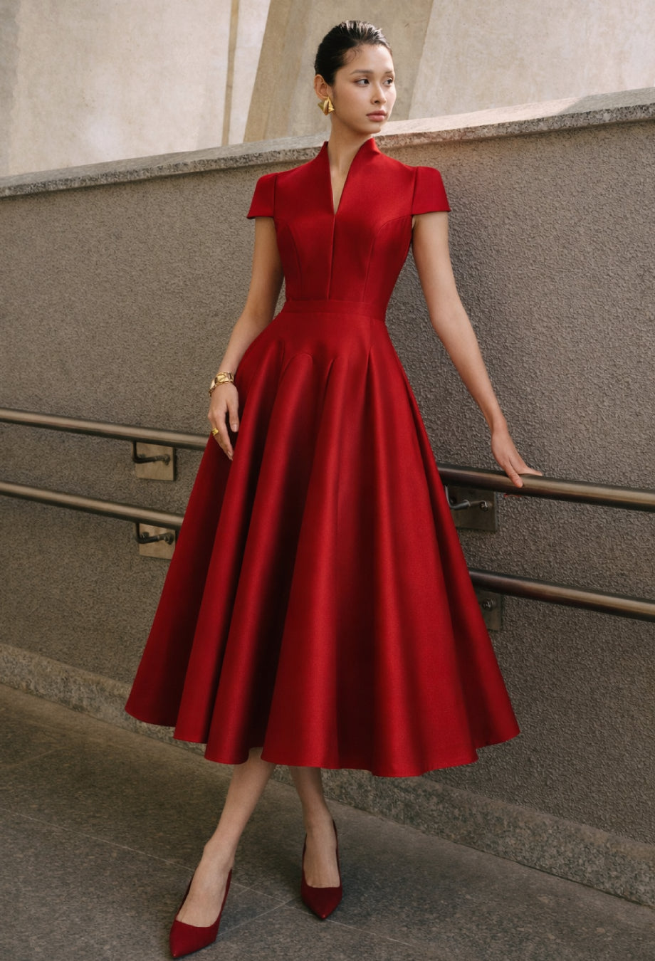 Betty Midi Dress Red