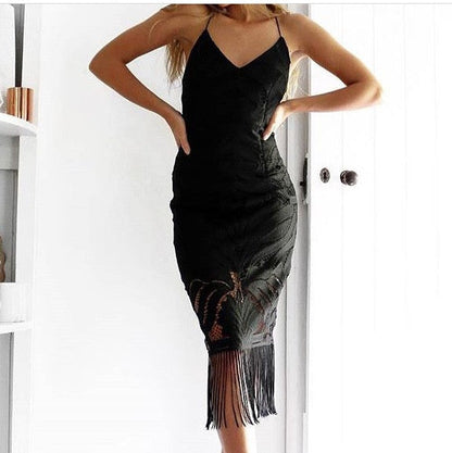 Size 2, Khaleesi Dress Black Lace Dress With Fringe FINAL