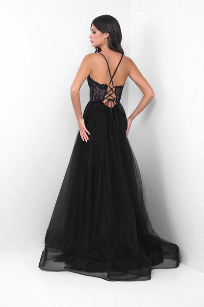 Dani Gown Black Lace & Tulle A- Dress