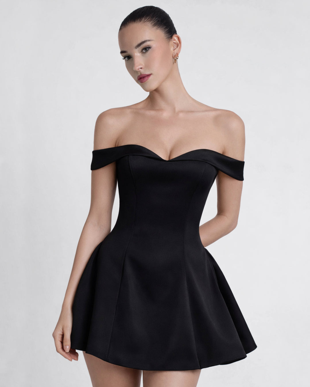 Briella Off-the-Shoulder Mini Dress Black