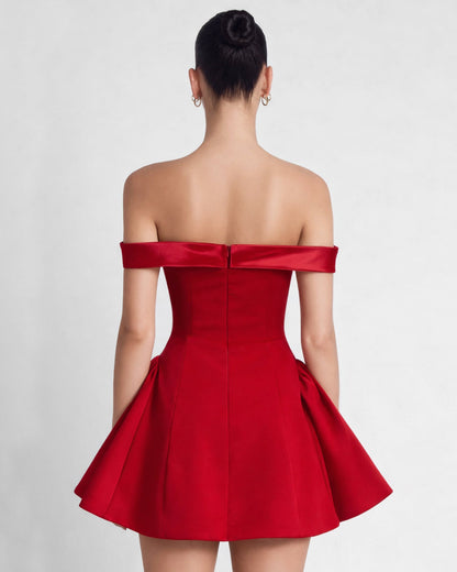 Briella Off-the-Shoulder Mini Dress Red