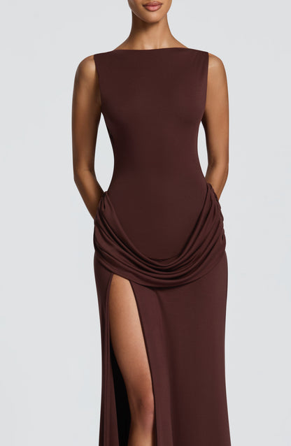 Bruna Maxi Dress Plum Brown