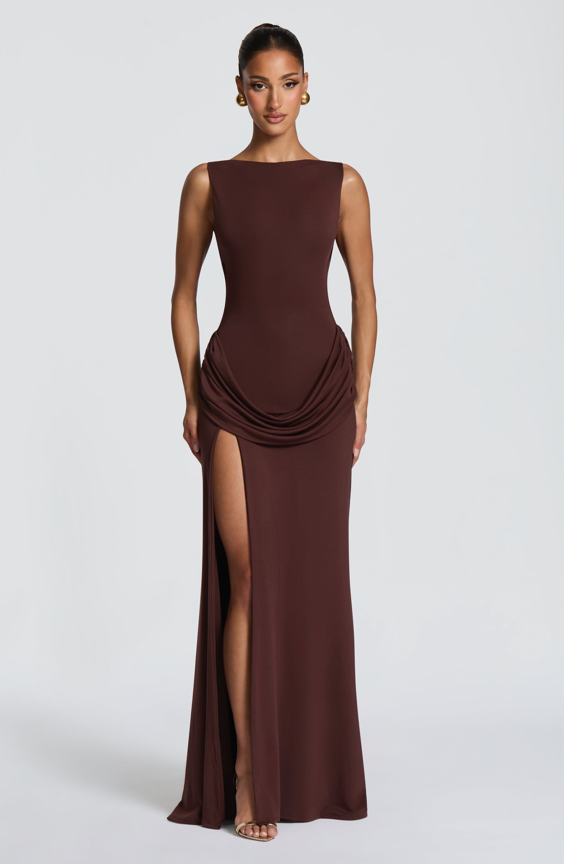 Bruna Maxi Dress Plum Brown