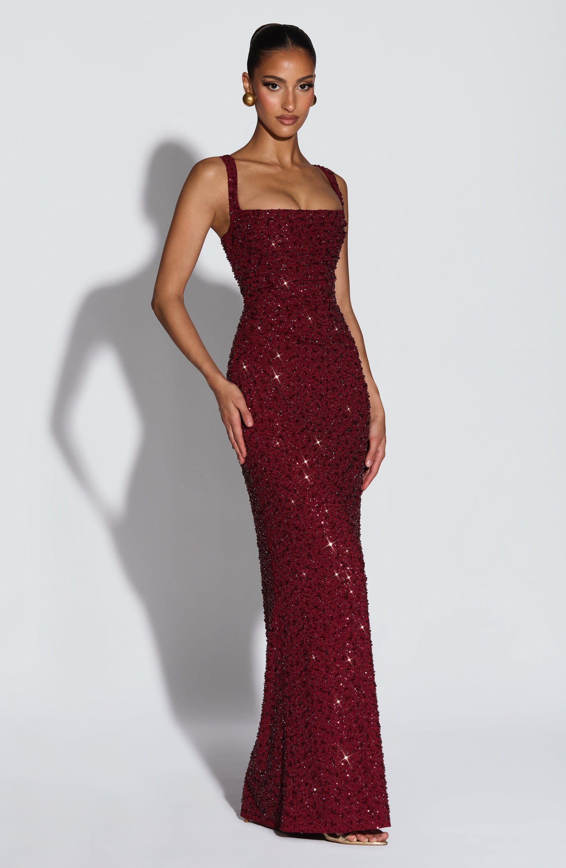 Calanthe Maxi Dress Burgundy Sparkle
