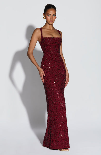 Calanthe Maxi Dress Burgundy Sparkle