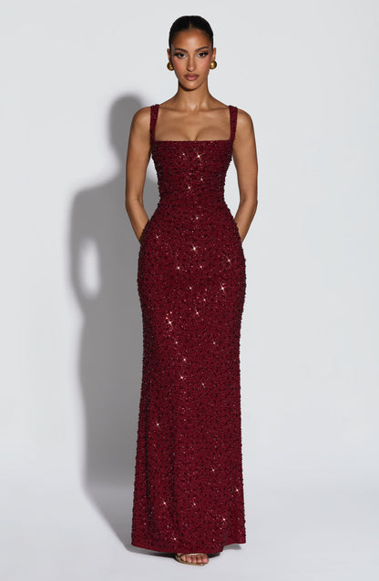 Calanthe Maxi Dress Burgundy Sparkle