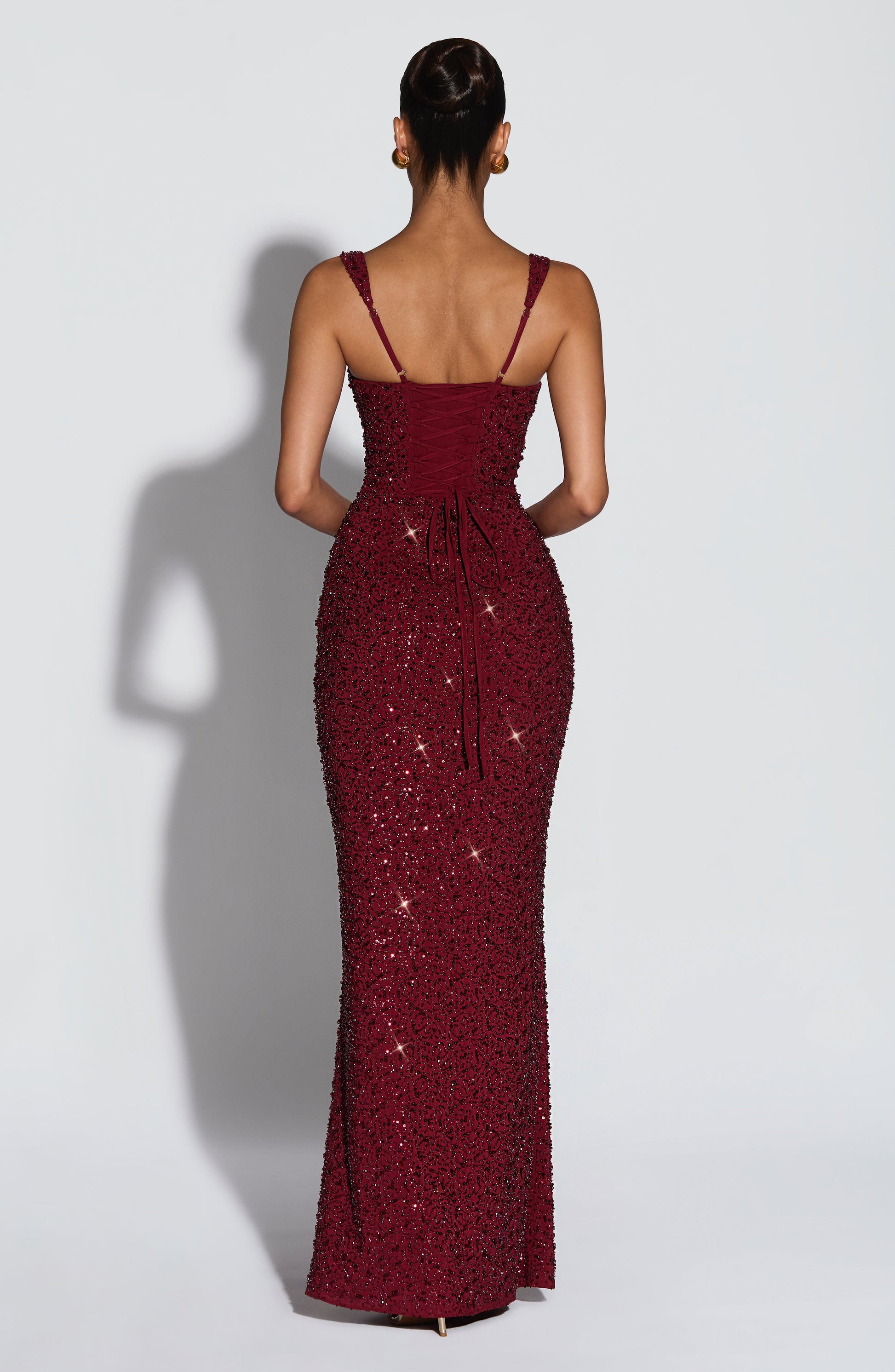 Calanthe Maxi Dress Burgundy Sparkle