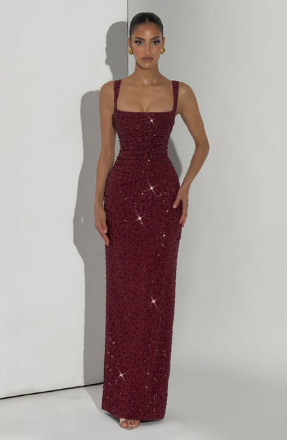 Calanthe Maxi Dress Burgundy Sparkle