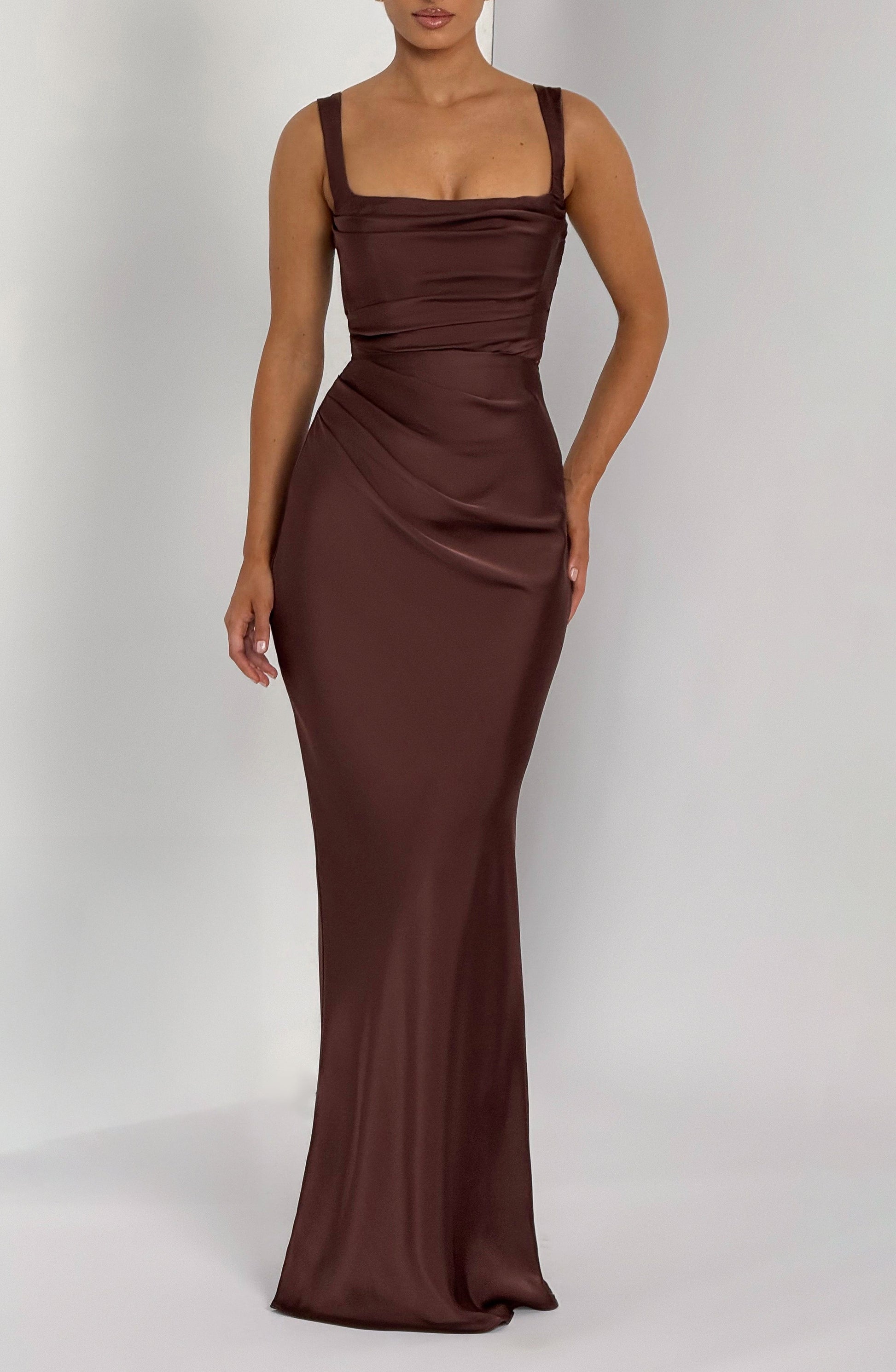 Calanthe Maxi Dress Plum Brown