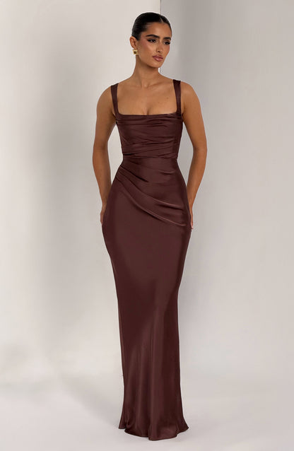 Elara Satin Maxi Dress