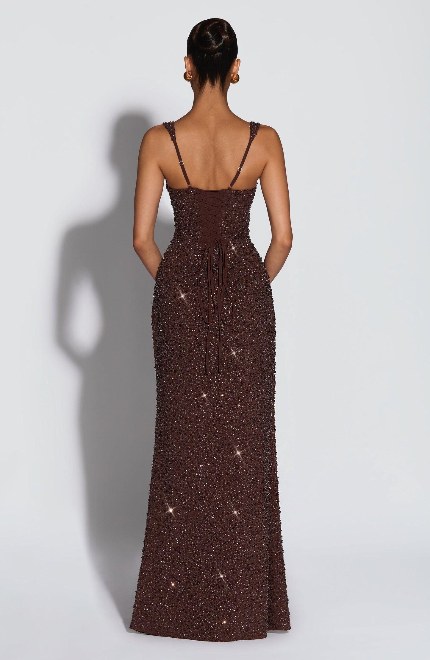 Calanthe Maxi Dress Plum Brown Sparkle