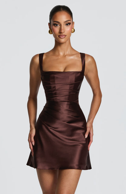 Calanthe Mini Dress Plum Brown