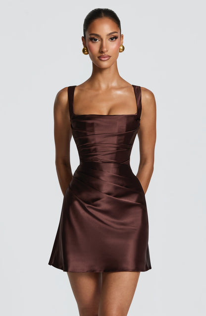 Calanthe Mini Dress Plum Brown