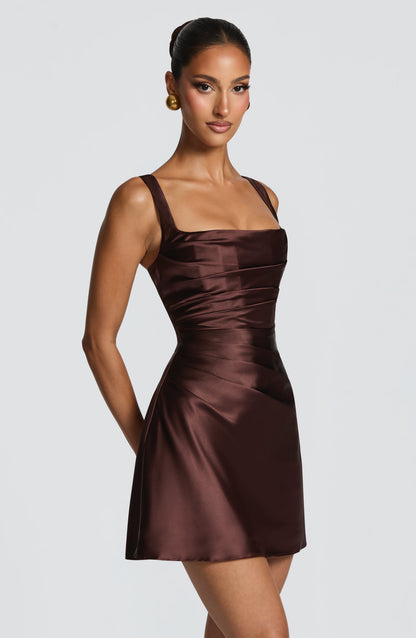 Calanthe Mini Dress Plum Brown