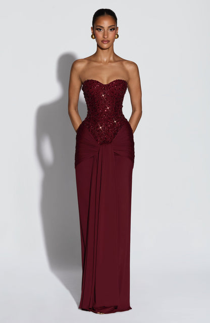 Carina Maxi Dress Burgundy