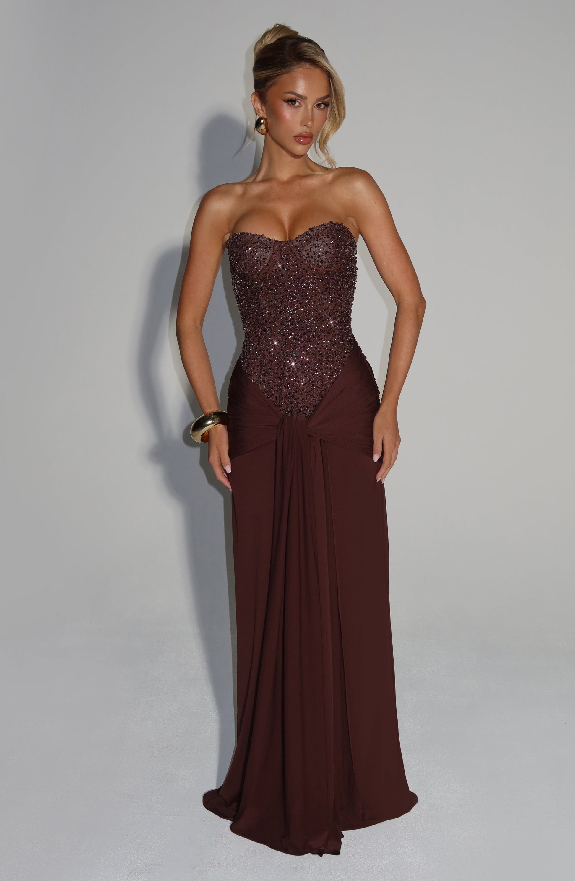 Carina Maxi Dress Plum Brown