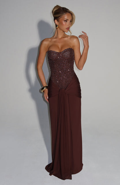 Carina Maxi Dress Plum Brown