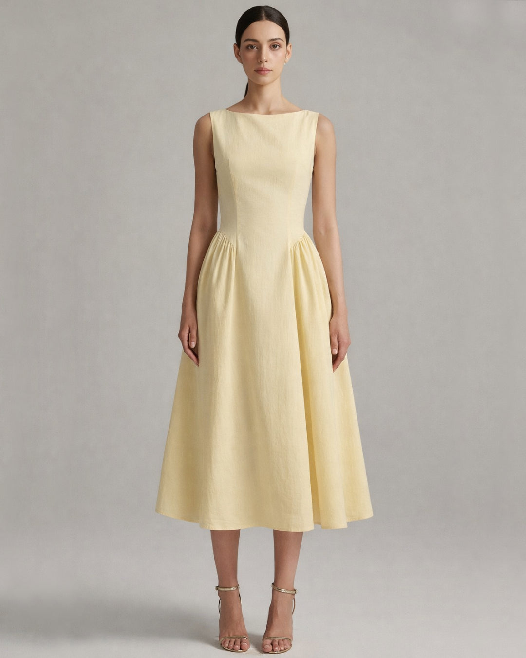Carmen Cotton Midi Sundress With Pockets Lemon