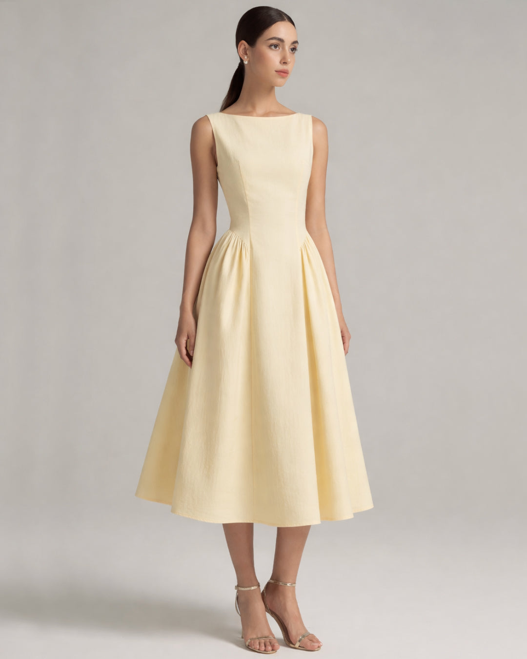 Carmen Cotton Midi Sundress With Pockets Lemon