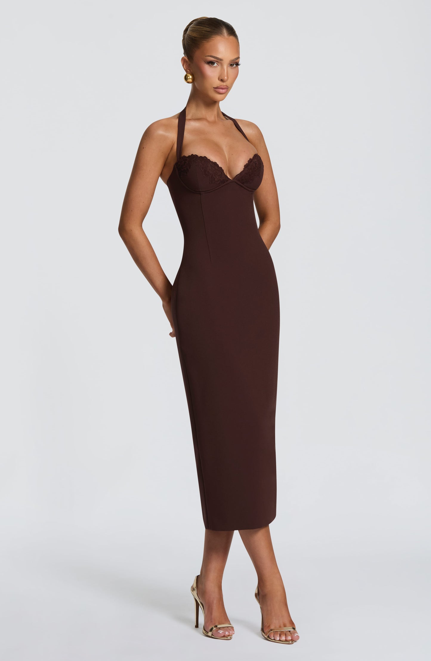 Cassia Midi Dress Plum Brown