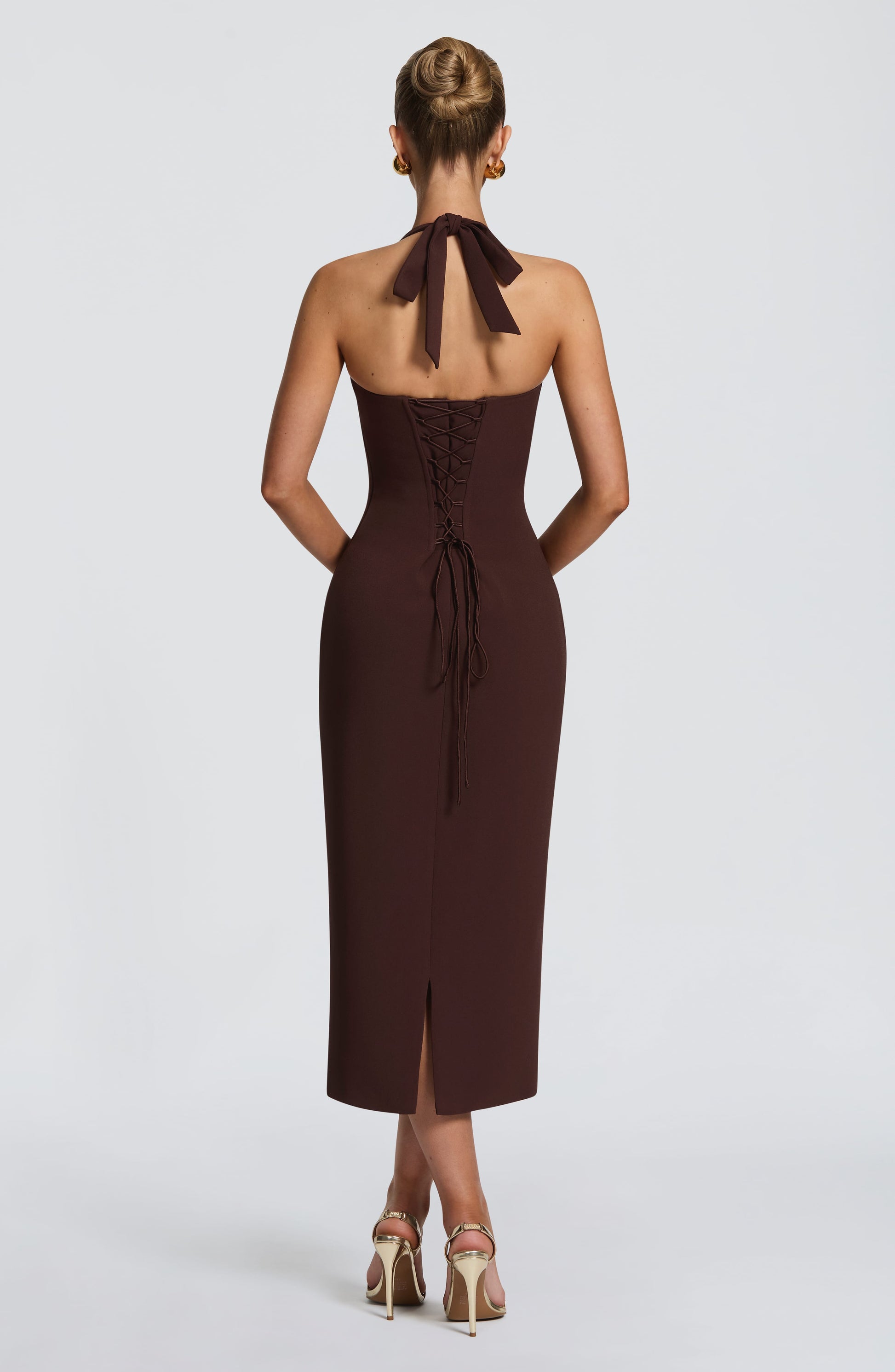 Cassia Midi Dress Plum Brown
