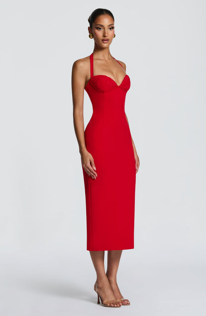 Cassia Midi Dress Red