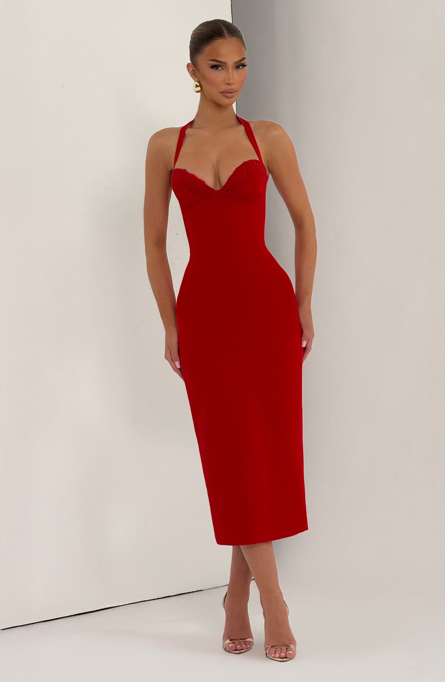 Cassia Midi Dress Red