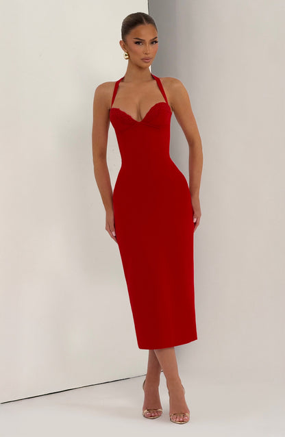 Cassia Midi Dress Red