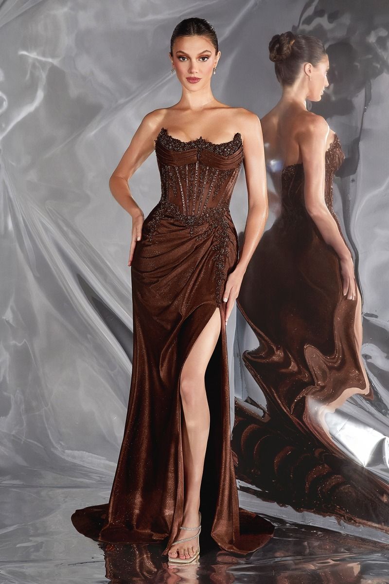 MAVERICK GOWN CORSET DRESS WITH PLEATED BODICE