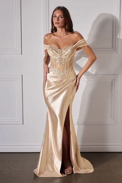 Jessamyn Gown Off The Shoulder Fitted Dress