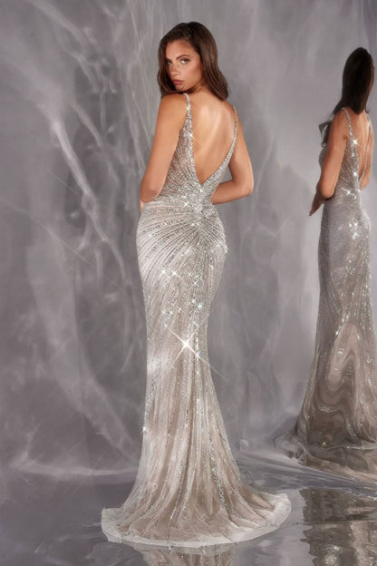 Zelda Gown Beaded Sweetheart Dress with Slit