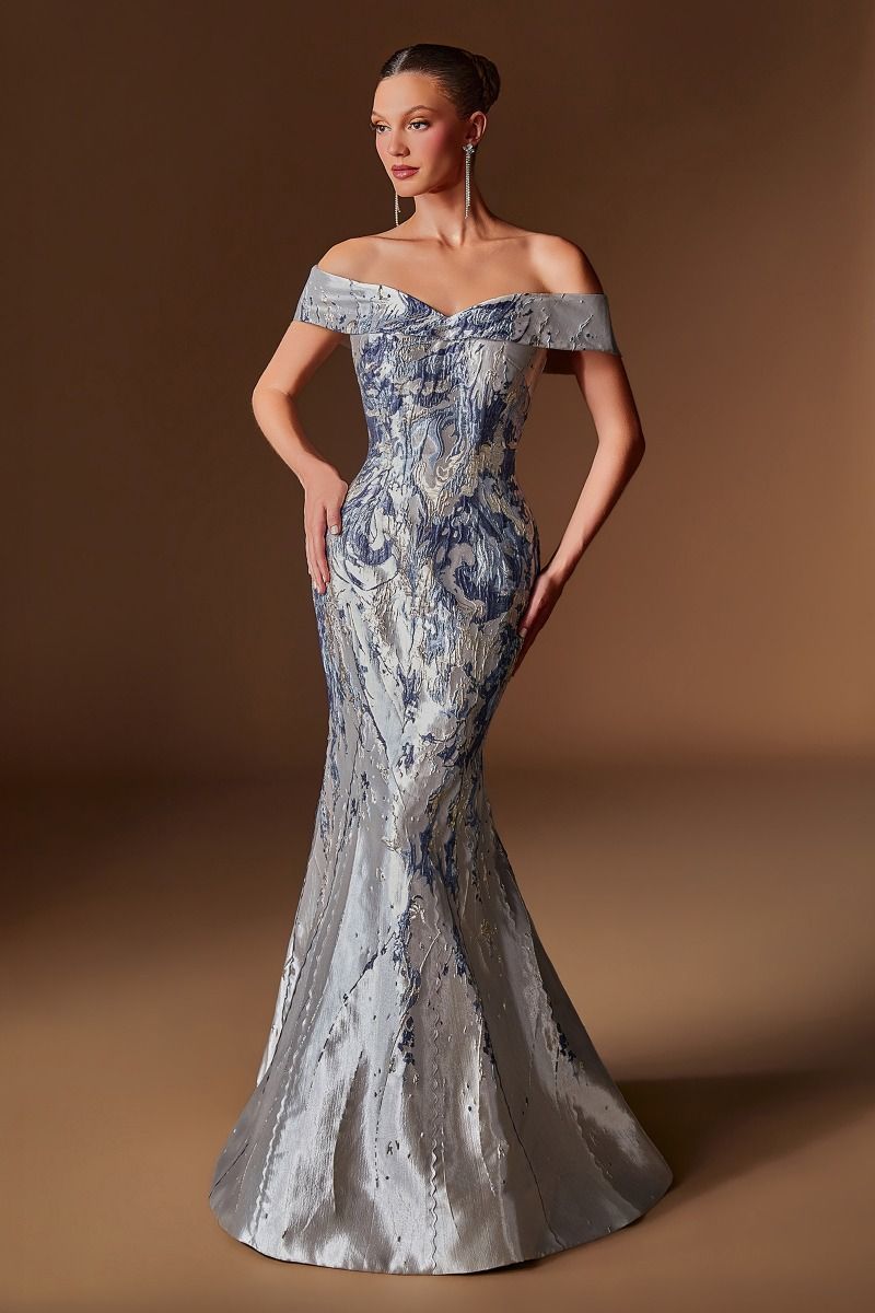 Mykonos Gown Metallic Jacquard Mermaid Evening Dress