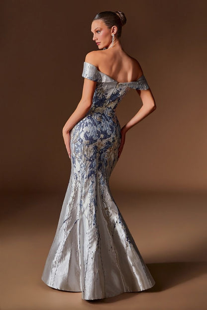 Mykonos Gown Metallic Jacquard Mermaid Evening Dress